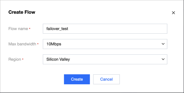 RTMP Failover Flow 생성 화면